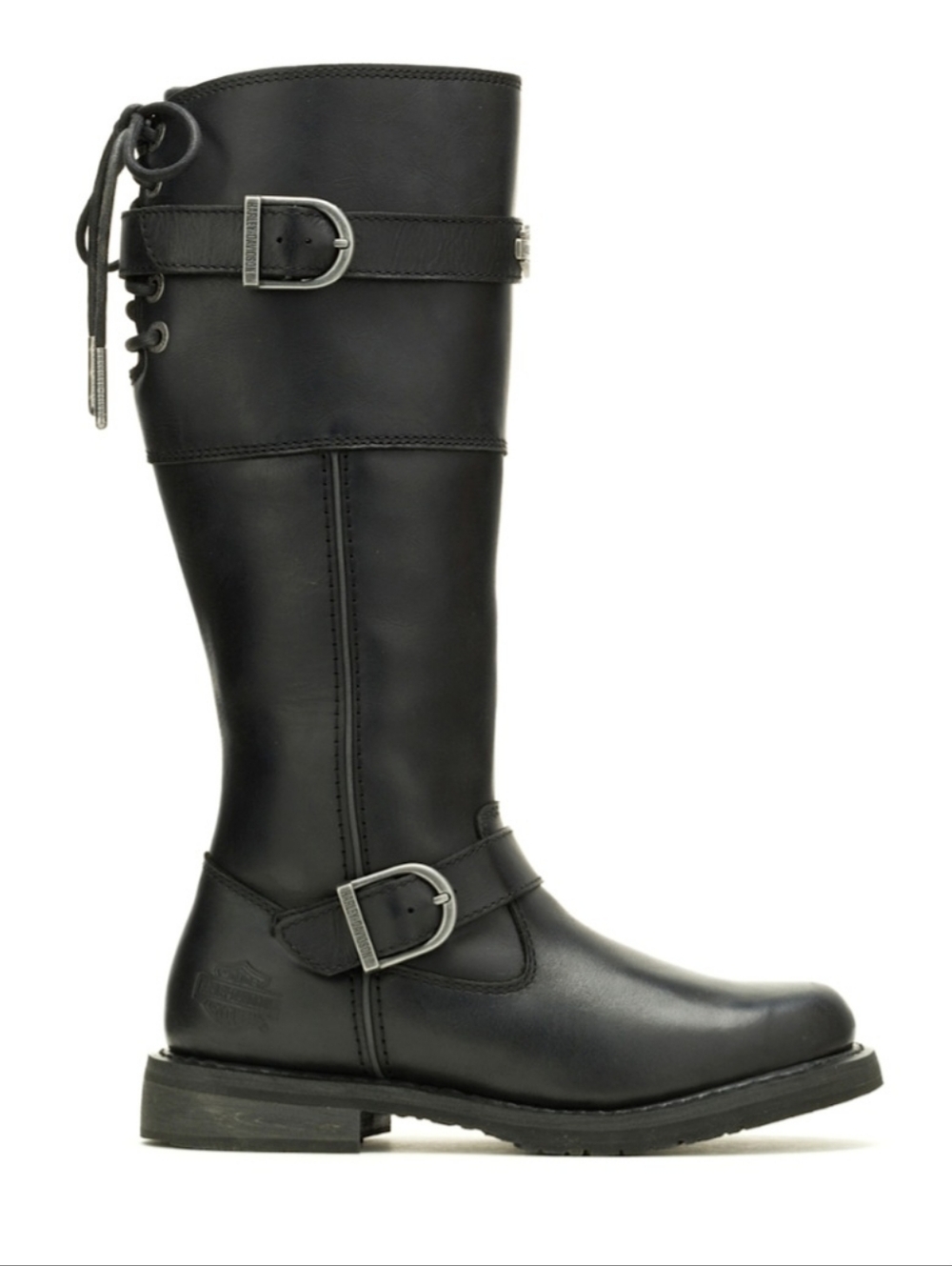 Harley-Davidson Black Leather Knee-High Combat Boots